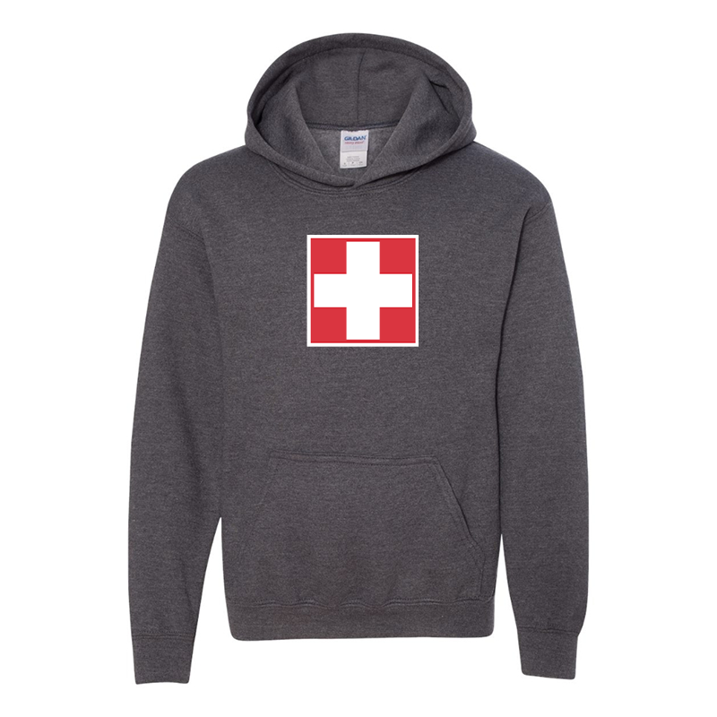 Youth Switzerland National Football Soccer Team  Gildan Heavy Blend  Hooded Sweatshirt